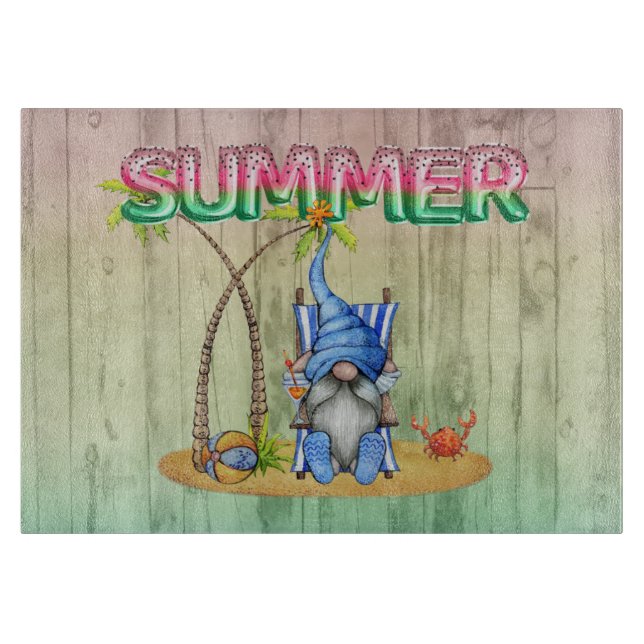 Wassermelonen-Wälder und Strand-Gnome mit Palmen Schneidebrett (Vorderseite)