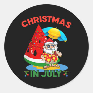 Wassermelonen-Weihnachtsbaum-Weihnachten im Juli S Runder Aufkleber