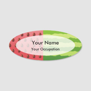 Wassermelonenflagge 3.0" X 1.25" Oval Name Tag Namensschild