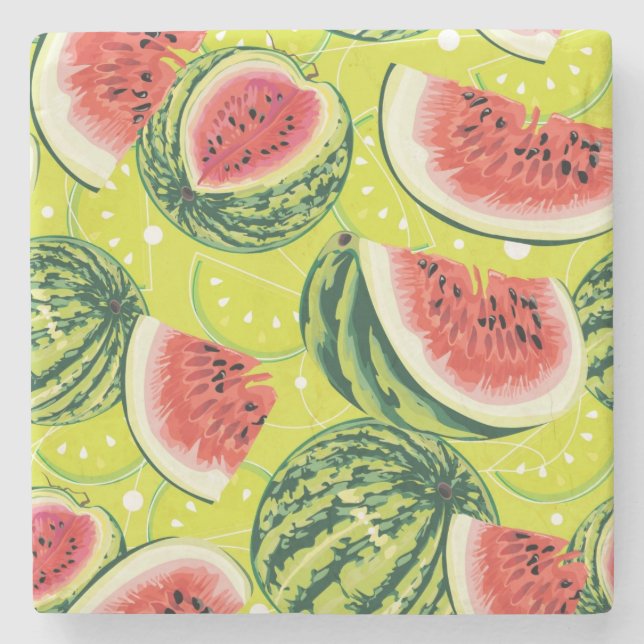 Wassermelonenmuster Steinuntersetzer (Vorderseite)