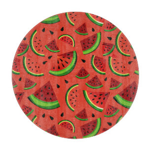Wassermelonenscheiben Schneidebrett