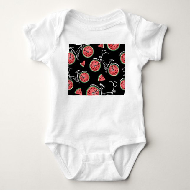 Wassermelonrad Fahrräder, Sommermuster. Baby Strampler (Vorderseite)