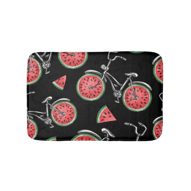 Wassermelonrad Fahrräder, Sommermuster. Badematte (Vorderseite)