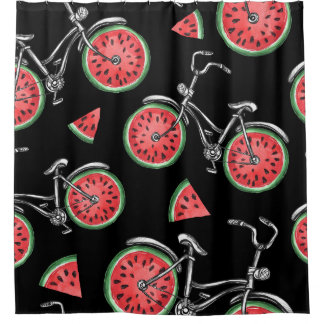 Wassermelonrad Fahrräder, Sommermuster. Duschvorhang