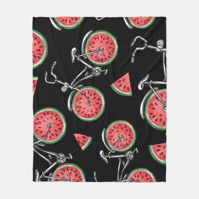 Wassermelonrad Fahrräder, Sommermuster. Fleecedecke (Vorderseite)