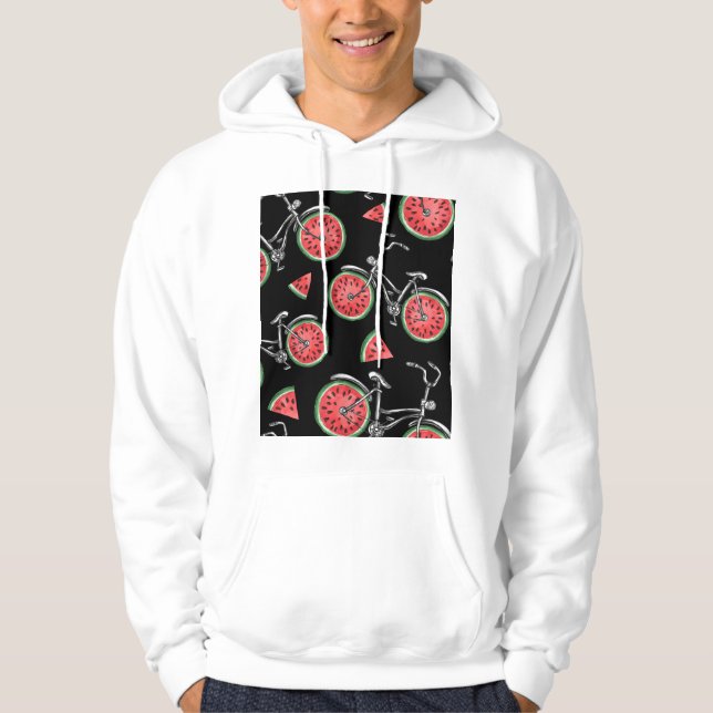 Wassermelonrad Fahrräder, Sommermuster. Hoodie (Vorderseite)