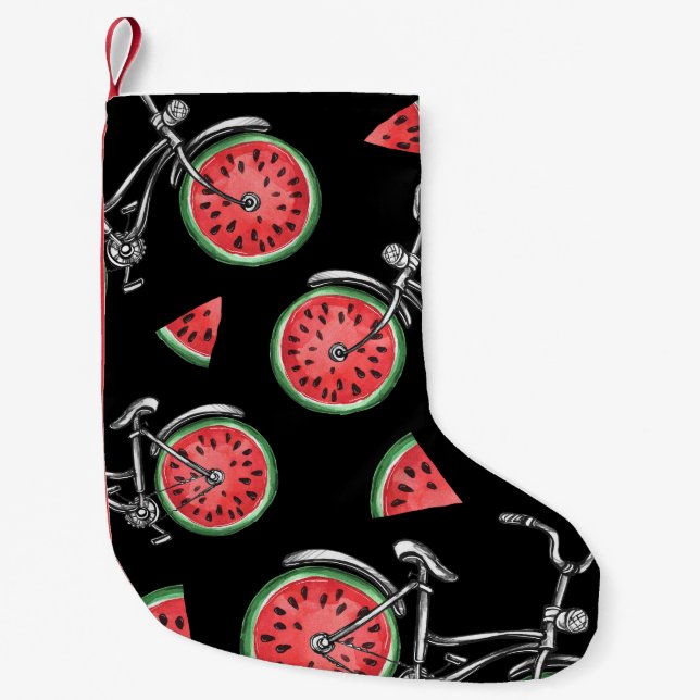 Wassermelonrad Fahrräder, Sommermuster. Kleiner Weihnachtsstrumpf (Vorderseite)