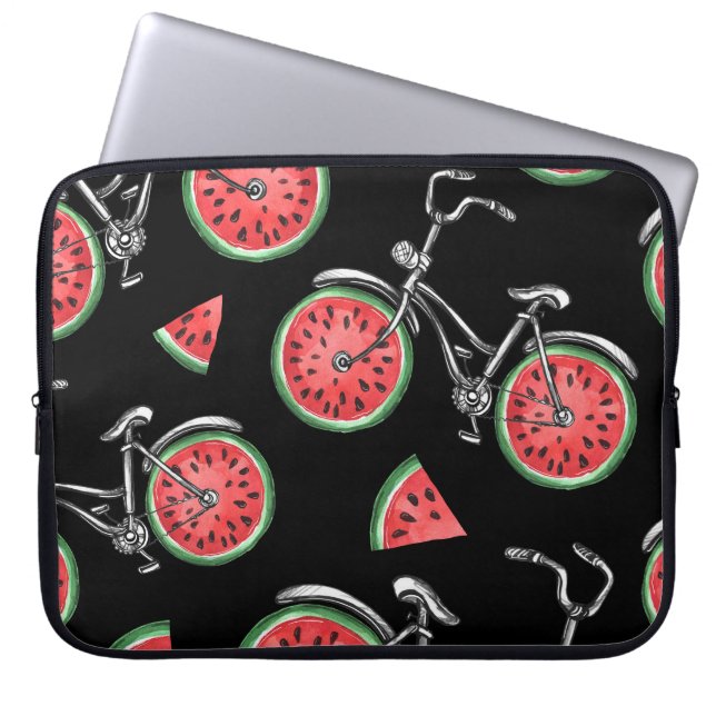 Wassermelonrad Fahrräder, Sommermuster. Laptopschutzhülle (Vorderseite)