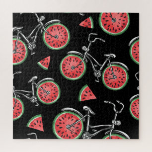 Wassermelonrad Fahrräder, Sommermuster. Puzzle