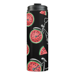 Wassermelonrad Fahrräder, Sommermuster. Thermosbecher