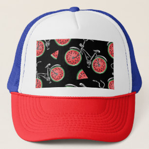 Wassermelonrad Fahrräder, Sommermuster. Truckerkappe