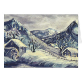 Wassermühle in Snowy Mountain Landschaft bemalt Ka