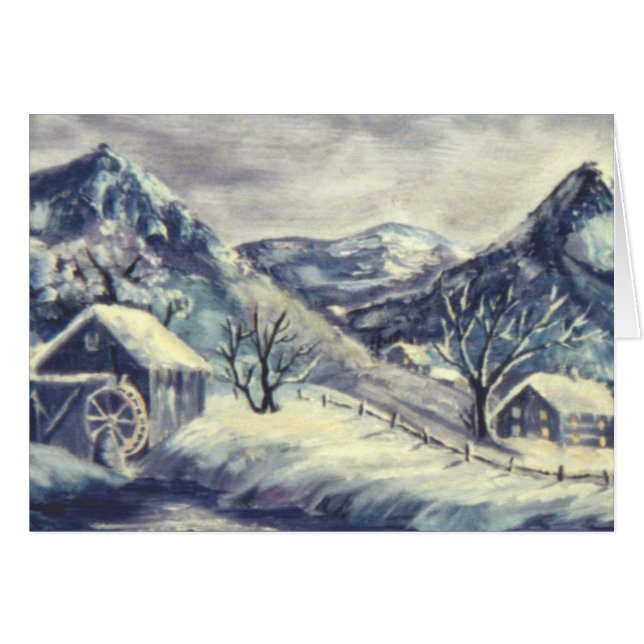 Wassermühle in Snowy Mountain Landschaft bemalt Ka (Vorderseite (Horizontal))