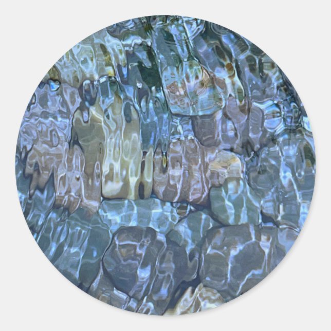 Wassermuster Flussgestein Gesteinsvorsprung Runder Aufkleber (Vorderseite)