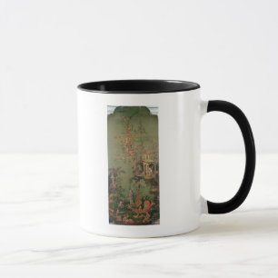 Wässern Sie, von einer Reihe darstellenden Platte Tasse