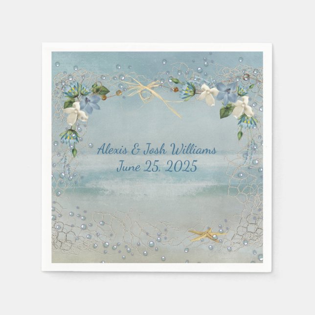 Wassernetz mit Blase und Blume Serviette (Vorderseite)