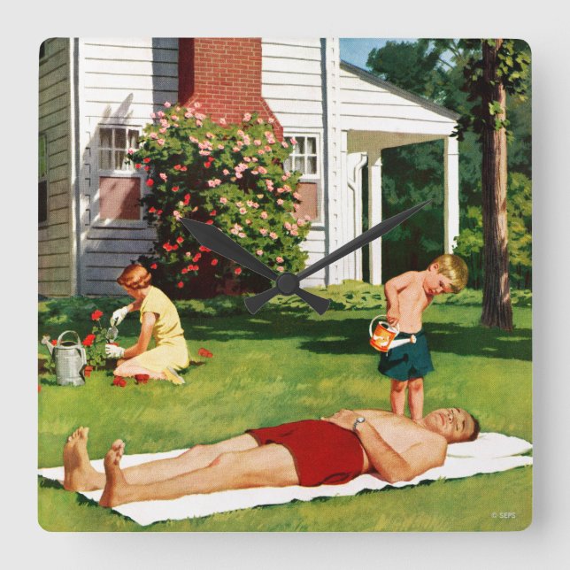 Wässernvater Quadratische Wanduhr (Vorderseite)