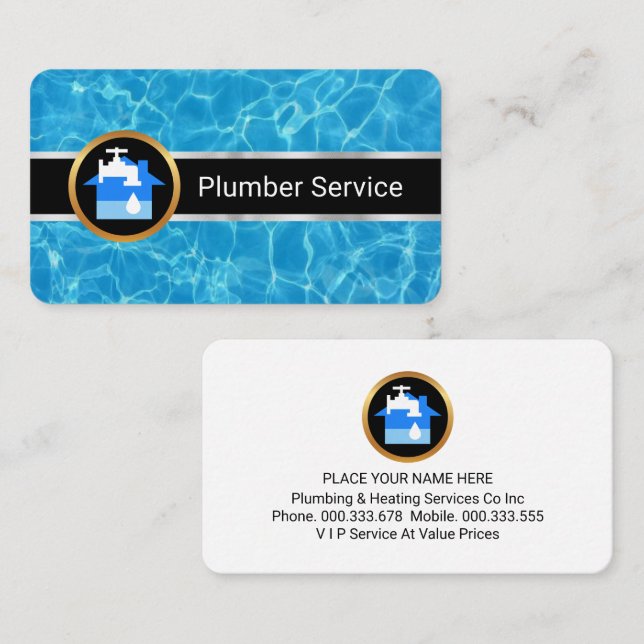 Wasseroberflächen-Klempner-Service Visitenkarte (Vorne/Hinten)
