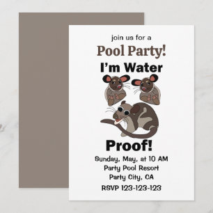 Wasseropossum Ich bin Wasserdicht Poolparty Einladung