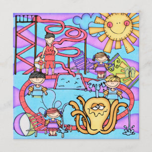 Wasserpark Fun individuell auf Geburtstag Einladun Einladung