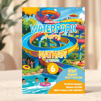Wasserpark Wasserrutsche Pool Party Geburtstag Ein Einladung