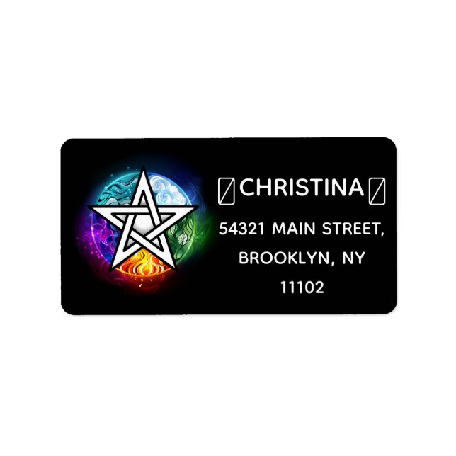 Wasserpentagramm Adressaufkleber (Vorne)