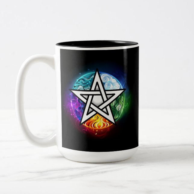 Wasserpentagramm Zweifarbige Tasse (Links)