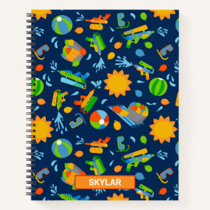 Wasserpistolen Wasserballons Sommerkinder Muster Notizbuch