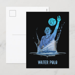 Wasserpolo Vintager Sportler mit Ball Feiertagspostkarte