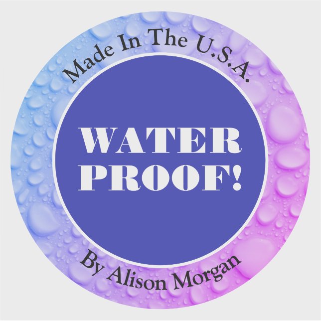 Wasserproben, weißer Text, Name, tiefblaues Foto Aufkleber (Vorderseite)