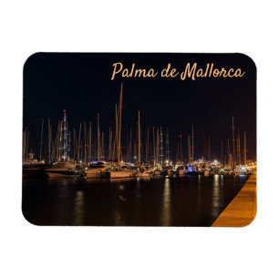 Wasserpromenade bei Nacht - Palma de Mallorca Magnet