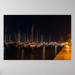 Wasserpromenade bei Nacht - Palma de Mallorca Poster