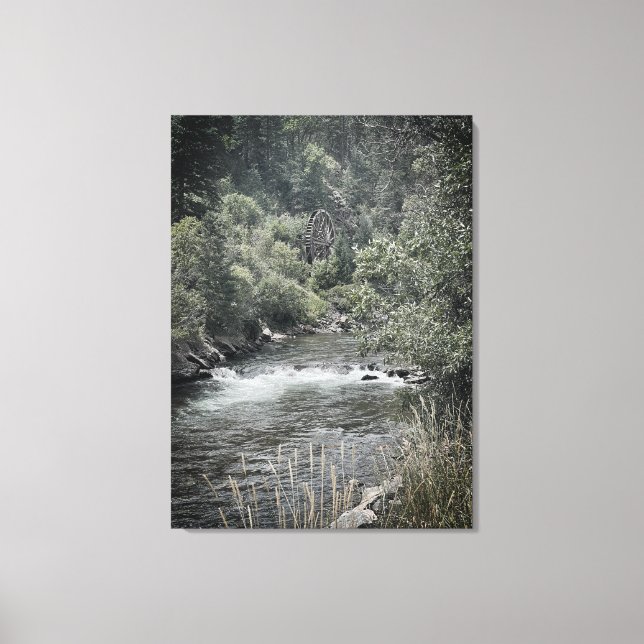 Wasserrad am Fluss Leinwanddruck (Vorderseite)