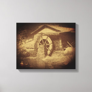 Wasserrad Ententeich Vintage Leinwanddruck