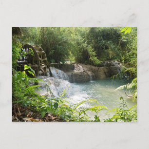 Wasserrad in Forest River, Khoung Si Falls, Laos Postkarte