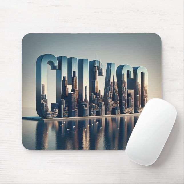 Wasserreflektion in Chicago City Mousepad (Mit Mouse)