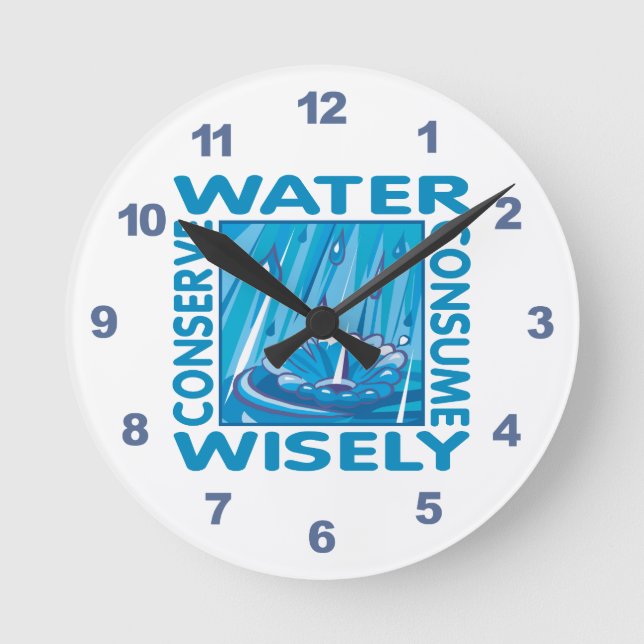Wasserreinhaltung Runde Wanduhr (Vorderseite)