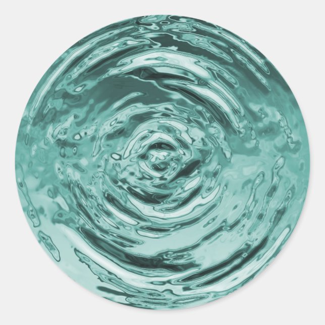 Wasserriss Aquamarin Runder Aufkleber (Vorderseite)