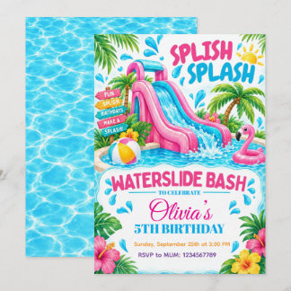 Wasserrutsche Bash Sommer-Geburtstags-Einladung Einladung