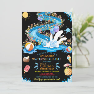 Wasserrutsche Bash Sommer Wildblumen Geburtstagsfe Einladung