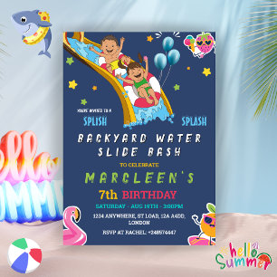 Wasserrutsche Birthday Boy oder Girl Splash Party  Einladung