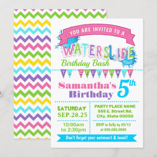 Wasserrutsche Geburtshaus Sommersommer Party rosa Einladung