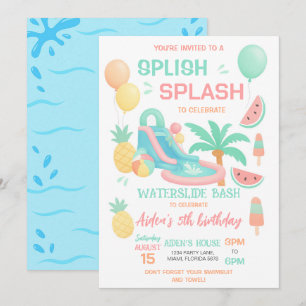 Wasserrutsche Geburtstagsparty Einladung