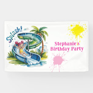 Wasserrutsche Girl Birthday Party Banner