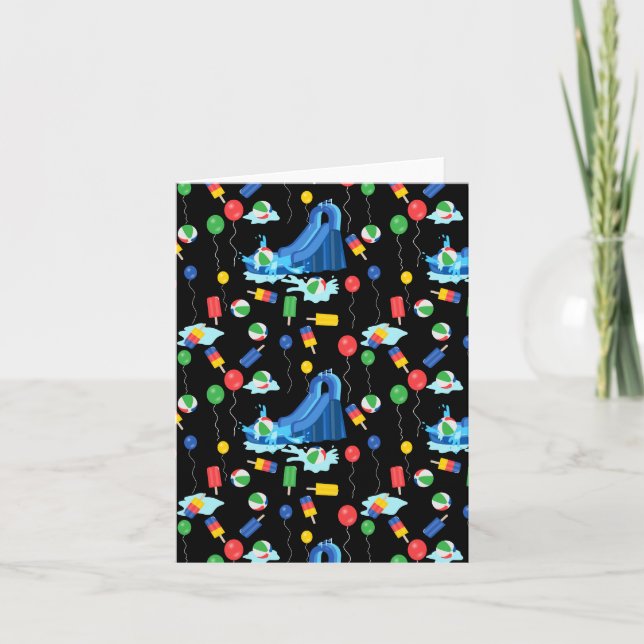 Wasserrutsche Kinder Sommerjunge Mädchen Spaß Karte (Vorderseite)