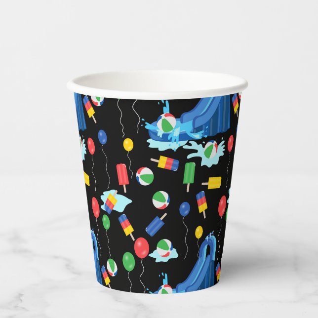 Wasserrutsche Kinder Sommerjunge Mädchen Spaß Pappbecher (Vorderseite)