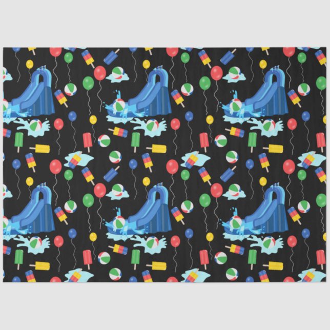 Wasserrutsche Kinder Sommerjunge Mädchen Spaß Seidenpapier (Vorderseite)