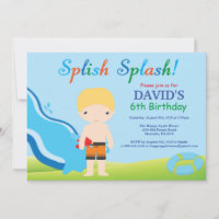 Wasserrutsche Schwimmbad Party Geburtstag Einladun