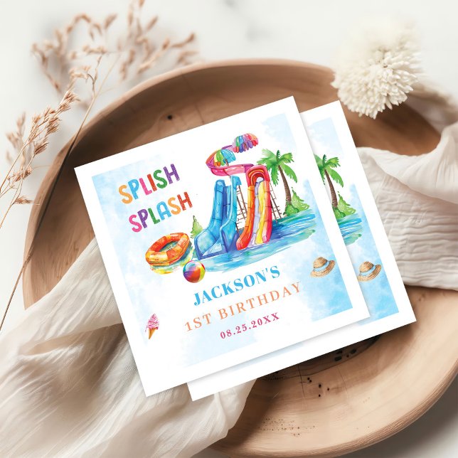 Wasserrutsche Splash Geburtstagsparty Serviette (Von Creator hochgeladen)