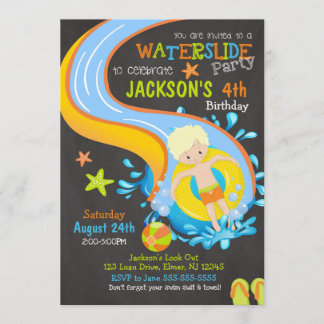 Wasserrutsche zum Geburtstag Einladung / Pool-Part